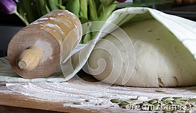 Homemade yeast dough. Stock Photo