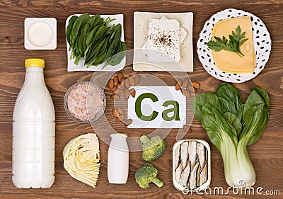 Food containing calcium Stock Photo