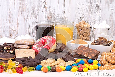 Food containing too much sugar Stock Photo