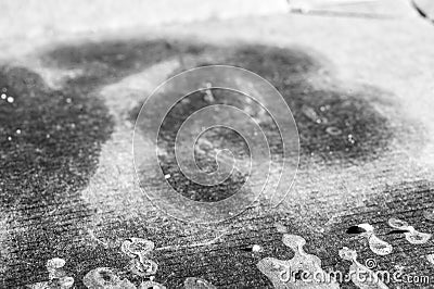 Food contaminated nonrecyclable cardboard pizza box Stock Photo