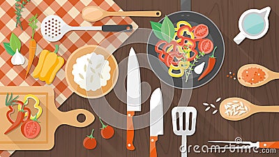 Food and cooking banner Vector Illustration