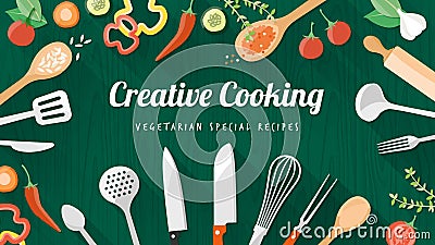 Food and cooking banner Vector Illustration