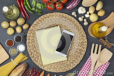 Food and cooking concept Ingredients recipe note paper Stock Photo