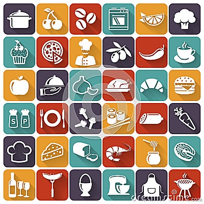 Food and cooking icons. Vector set. Vector Illustration
