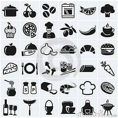 Food and cooking icons. Vector set. Vector Illustration