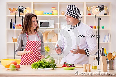 The food cooking tv show in the studio Stock Photo