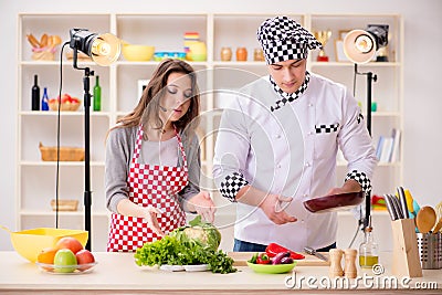 The food cooking tv show in the studio Stock Photo