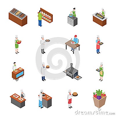 Food Court, Food Stall and Furniture Set Stock Photo
