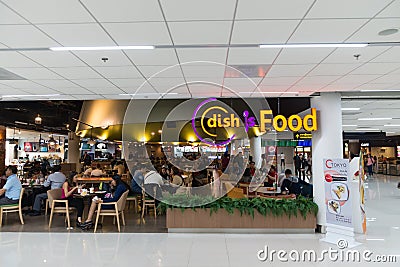 Food court inside the departures area of Don Mueang International Airport in Bangkok, Thailand. Editorial Stock Photo