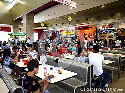 A food court inside the SM City mall in Taytay City, Philippines. Editorial Stock Photo