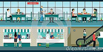 Food Court Vector Illustration