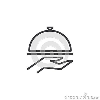 Food Cover On Hand line icon Vector Illustration