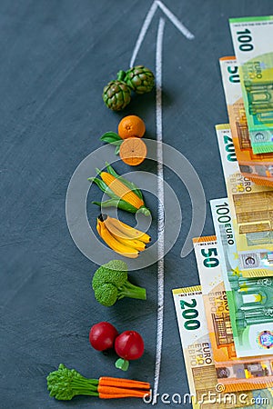 food crisis. food prices Rising in the countries of the European Union.supermarket trolley with groceries Stock Photo