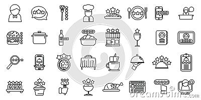 Food critic icons set outline vector. Food social review Vector Illustration