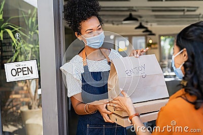 Food delivery during covid lockdown Stock Photo