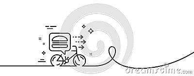 Food delivery line icon. Bike courier sign. Continuous line with curl. Vector Vector Illustration