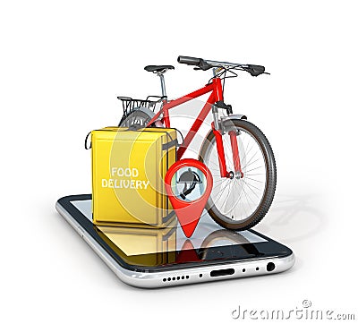 Food delivery, mobile application Cartoon Illustration