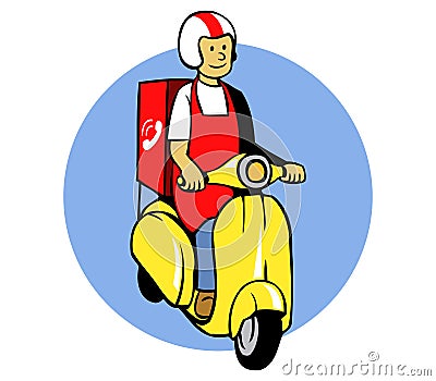 Food Delivery Scooter Vector Illustration