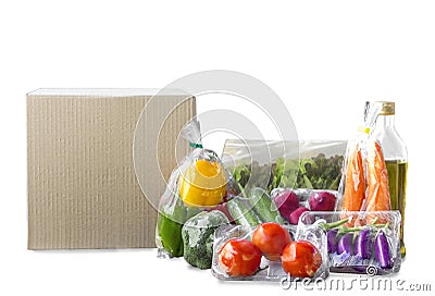Food Delivery service: Vegetable delivery at home online order f Stock Photo