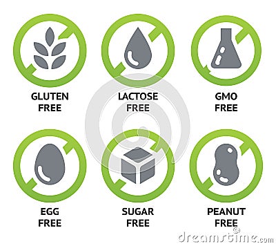 Food Allergen Icons Vector Illustration