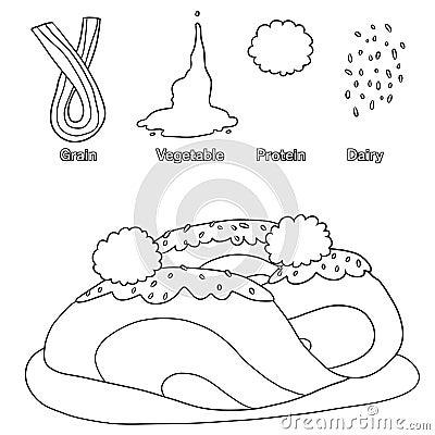 Food dish coloring page Stock Photo