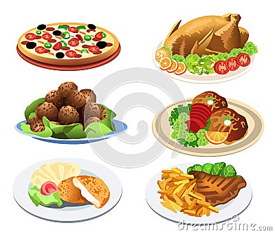 Food dishes Vector Illustration