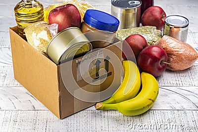 Food donation box Stock Photo