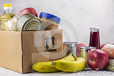 Food donation box Stock Photo