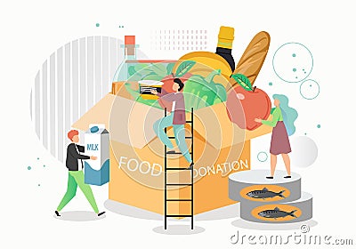 Food donation box, vector flat style design illustration Vector Illustration