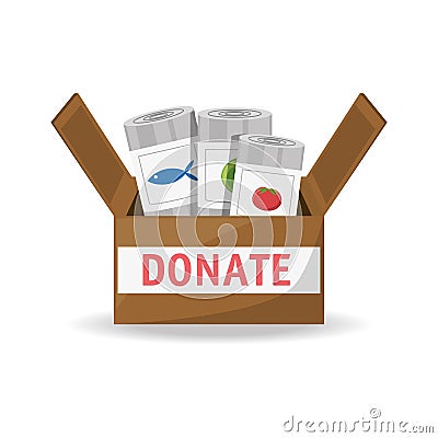 Food donation support to charity of the people Vector Illustration