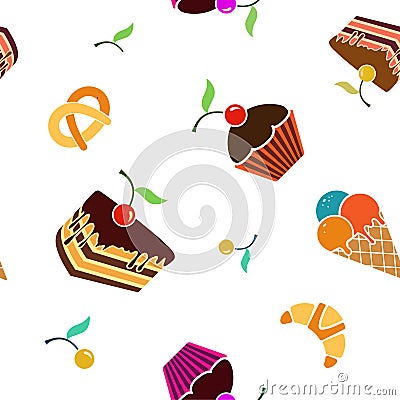 Food and drink seamless vector pattern Vector Illustration