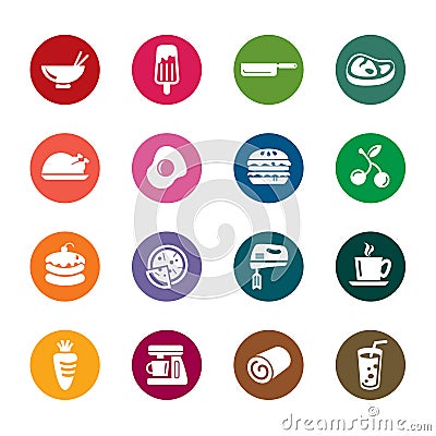 Food and Drinks Color Icons Stock Photo