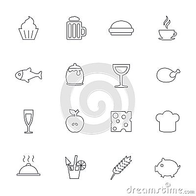Food and Drinks icon. Beer, coffee and cocktail Vector Illustration