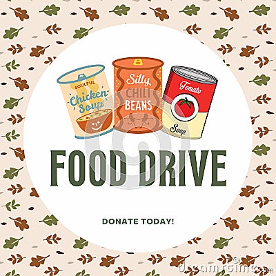 Food drive can donation Cartoon Illustration