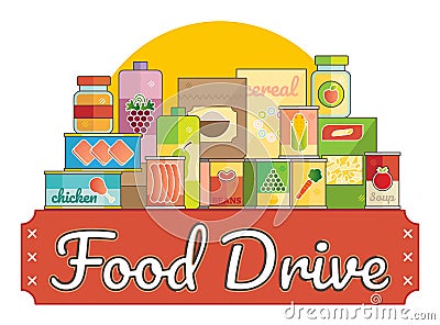 Food Drive charity movement logo vector illustration Vector Illustration