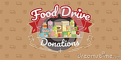 Food Drive charity movement, vector illustration Vector Illustration