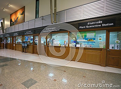 Food and Drug checkpoint office at Don Mueang International Airport, Bangkok, Thailand Editorial Stock Photo