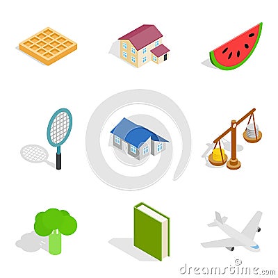 Food enterprise icons set, isometric style Vector Illustration