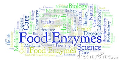 Food Enzymes word cloud. Stock Photo