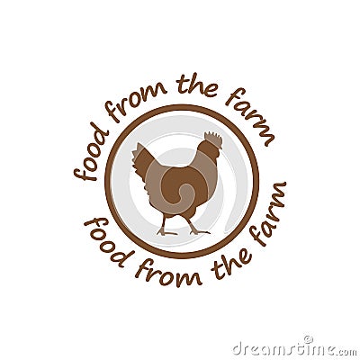 Food from the farm sticker. Chicken icon, farm food symbol. Vector Illustration