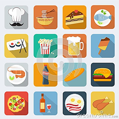 Food flat icons Vector Illustration