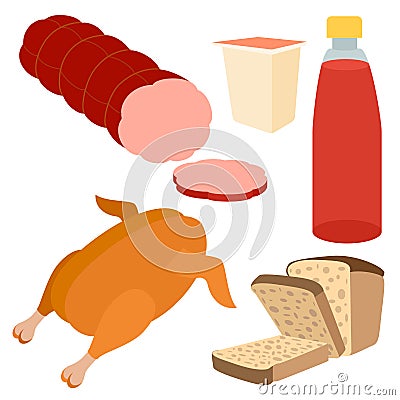 Food in flat style Vector Illustration