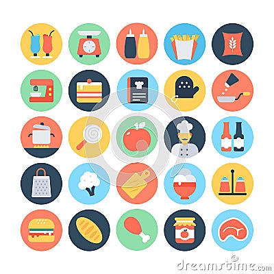 Food Flat Vector Icons 4 Stock Photo