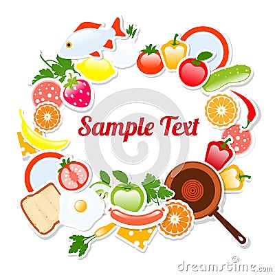 Food Frame Composition Text Template, Vector Illustration Vector Illustration