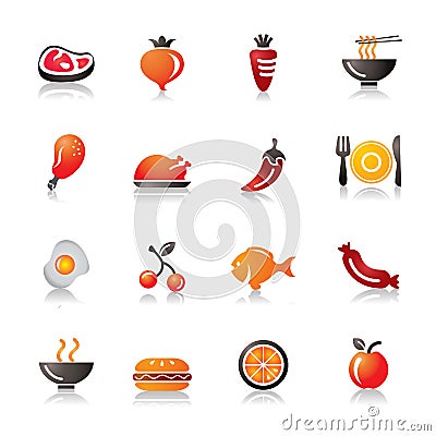 Food, Fruits and Vegetables Colorful Icons Stock Photo