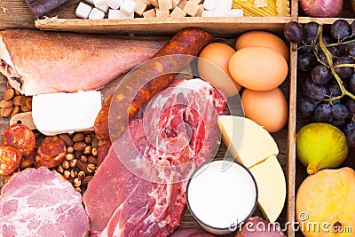 Food full of proteins Stock Photo