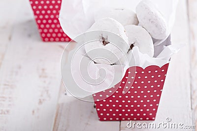 Food gift in a colorful box mini donuts Stock Photo