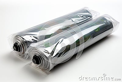 Food Grade Cling Film on white background Stock Photo