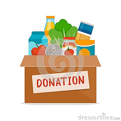 Food and grocery donation Vector Illustration