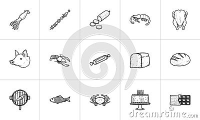 Food hand drawn sketch icon set. Vector Illustration